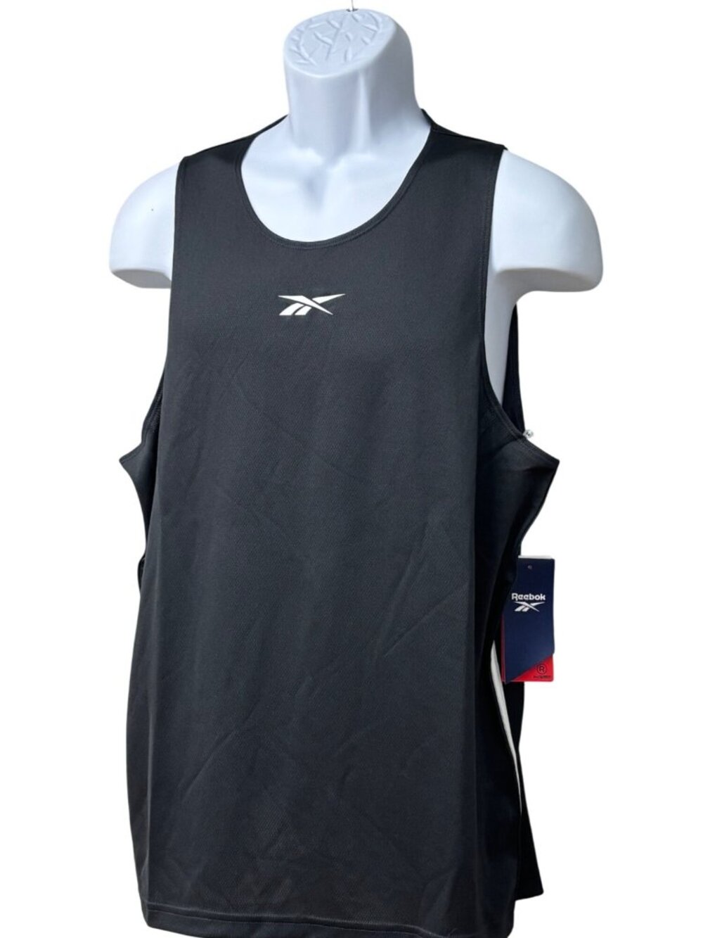 Reebok Workout Men's Side Stripe mesh Tank Night Black, Sz M